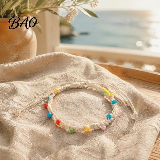 Gift for Friends And Party Favors Handmade Braided Bracelet Women, Bohemian Woven Wrist Rope Casual Minimalist Hand with Colorful Rice Beads,