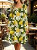Spring Autumn Women Dress Casual Long Sleeve O-neck 3D Print Loose A-Line Dress Oversized Home Wear Robe