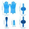 6PCS Pet Grooming Kit Silicone Dog Washing Gloves Dog Toothbrush Finger Dog Bath Gloves for Dog Cat Bathing Massaging & Grooming