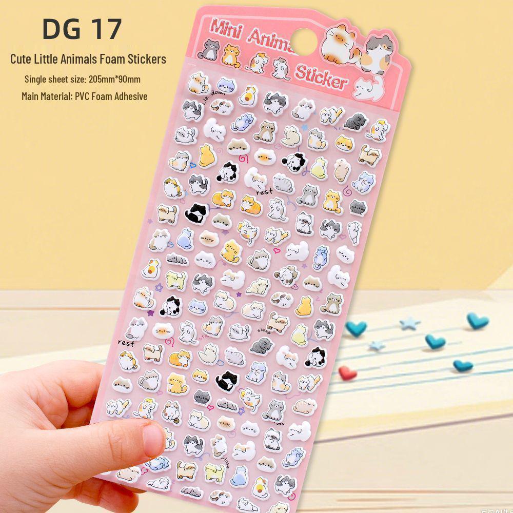 Educational 3D Cartoon Animal Foam Stickers - Cute Cat, Puppy & Panda