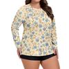 Women's Print Large Size Long Sleeve Swimsuit Sun  Jacket Quick Dry Hiking Top