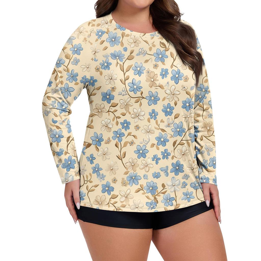 Women's Print Large Size Long Sleeve Swimsuit Sun  Jacket Quick Dry Hiking Top