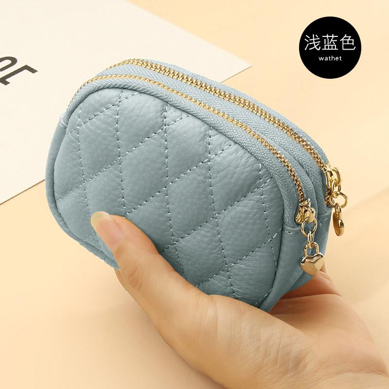 Coin Purse Key Ring Pendant Storage Bag Double Zipper Large Capacity Multi-card Slots Card Holder For Women Girls