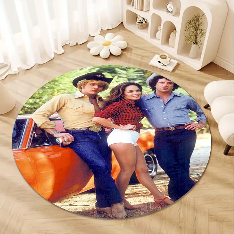 Dukes Of Hazzard Runder Teppich, Teppich für Wohnzimmer Schlafzimmer Sofa Spielzimmer Dekor, Rutschfeste Bodenmatte4