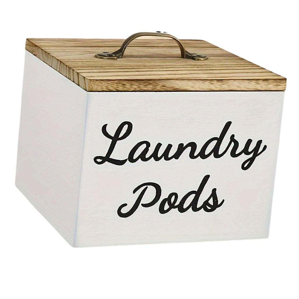 Wooden Storage Container with Lid,Dispenser,Laundry Room Decor,Farmhouse Sturdy