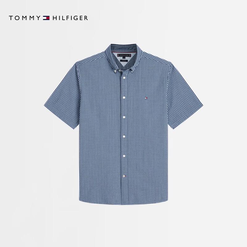

Мужская рубашка Tommy Hilfiger с коротким рукавом в клетку из сирсакера XL