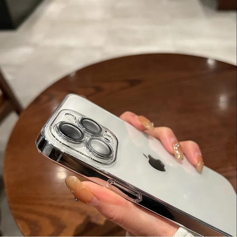 Luxury Clear Crystal Hard PC Shockproof Phone Case For iPhone 17 16 13 12 14 15 Plus 17 Pro Max Air With Lens Protector  Cover