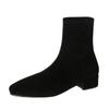 Damskor 2024 Hög kvalitet Ankel Damstövlar Mode Slip-on Enfärgade Moderna Stövlar Damer Rea Fyrkantig Tå Skor för Damer