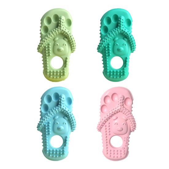 Jouet à mâcher pour chien en forme de pantoufle Caoutchouc Pantoufle Jouet de dentition pour chiot Jouet de nettoyage des dents pour mordeurs agressifs Mordiller Mâcher