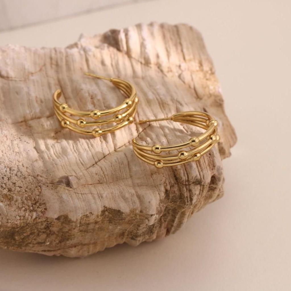 18k Gold-Plated Titanium Steel Geometric Stud Earrings for Women