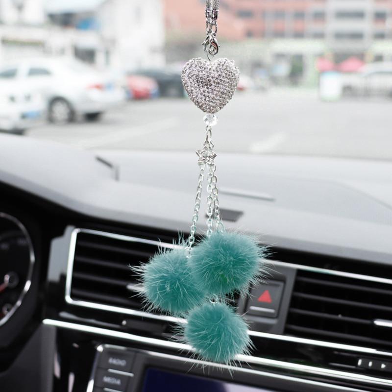 Fashion Diamond Car Accessorie Bling Hairball Pendant Auto Rearview Mirror Pendant Birthday Gift Auto Decoraction Ornaments NEW