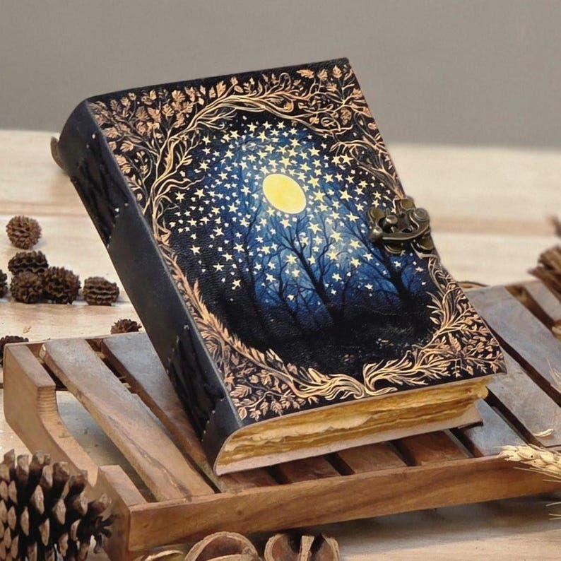 Tree of Life Leather Grimoire Journal: Antique Deckle Edge Paper