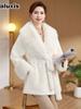 Faux Fox Fur Trimed Cashmere Wool Coat Women's Fashion Winter Warm Overcoat