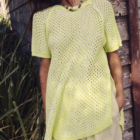 1011 European and American short-sleeved hollow-knit summer women's casual top double-sided beach blouse