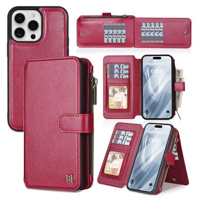 Cross Border Hot IPhone 15 Pro Multifunctional Wallet Leather Case+IP15 Phone Case Detachable Magnetic Protective Case