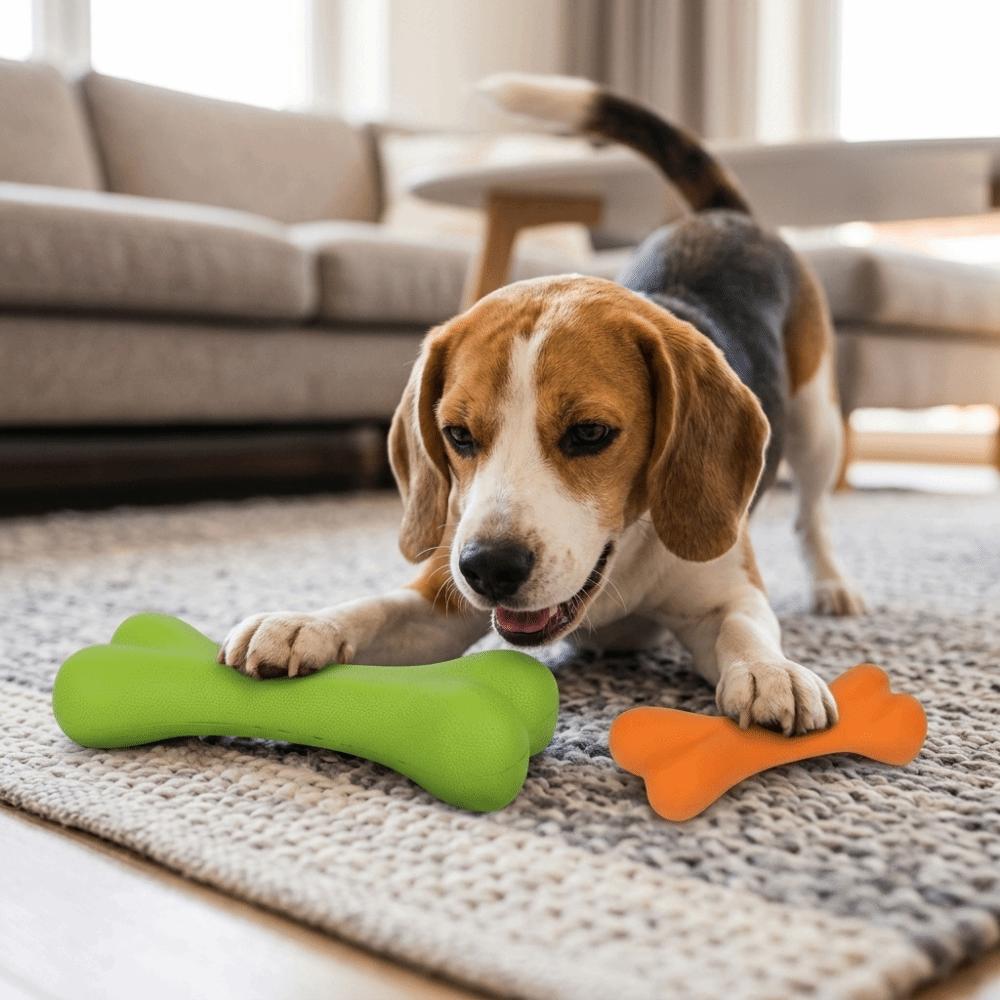 Solide Gummistruktur Knochen Hundespielzeug Abriebfest Leckerli-Spender Spielzeug Alleine Langeweile Vertreiben