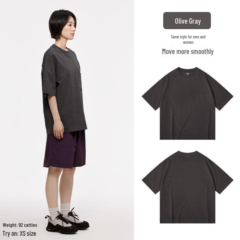 

Женская ретро футболка из плотного хлопка-слэба с карманом «Эстетика хлопка» M