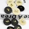 Two-Tone Beige Floral Resin Metal Decorative Buttons for Women's Sweaters, Skirts, Coats, and Cardigans