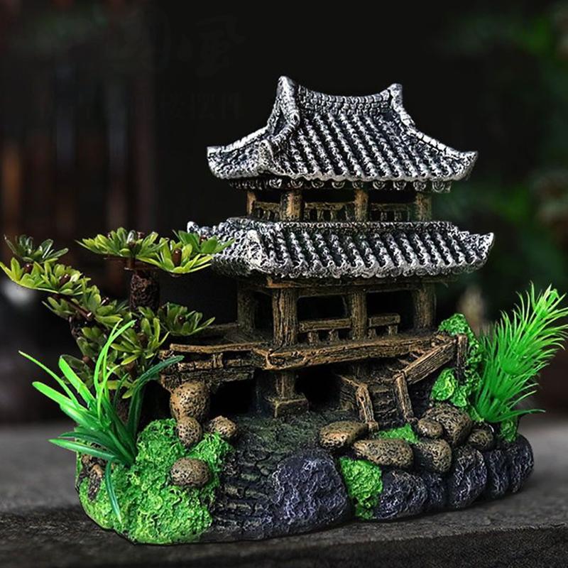 Creative Castle Shape Resin Aquarium Ornament Simulation Decoration Fish Tank Statue Landscape House Model Aquarium Ornament