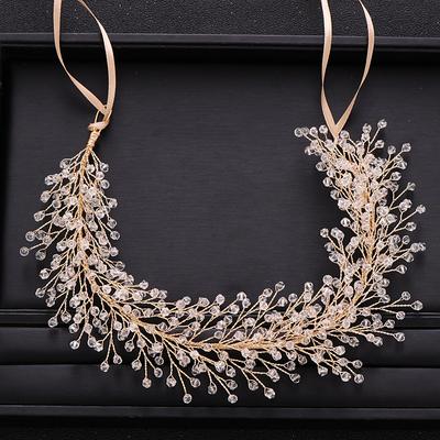 Accesorios de Moda para el Cabello de Boda Diadema Barroca de Cristal de Estrás Tiara Nupcial Diadema Dorada Tocado de Reina para Baile de Graduación Hecho a Mano