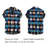 Stand Collar Short Sleeve Men Shirt Buttons Closure Men Plaid Printed Shirt Streetwear