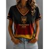 2026 Niemcy Piłka Nożna T-shirt z Dekoltem V Czarny Czerwony Żółty Niemiecka Flaga Rękaw Casualowy Sportowy Krótki Rękaw Koszulki Dopasowanie Rodzinne