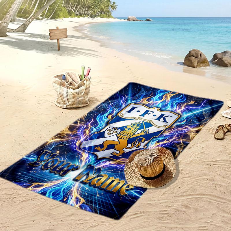 Ifk Göteborg Personalized Printed Beach Towel Soccer Logo Support Custom Name Text Absorbent Towel For Sport Travel Special Gift