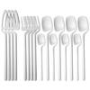 Western 16Pcs Knife Fork Spoon Dinnerware Set Matte 304 Stainless Steel Dinner Cutlery Set Party Kitchen Flatware Tableware