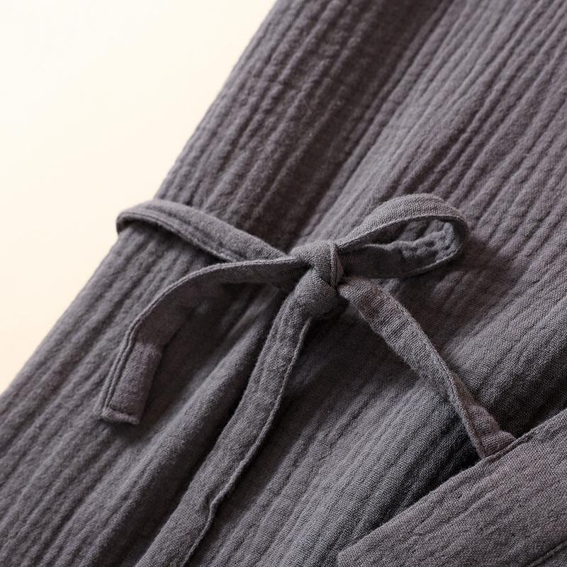 2026 Japanese New Spring/Summer Couple Kimono Robe 100% Cotton Crepe Cloth and Women's Bathrobe Thin Home Sleeping Robe