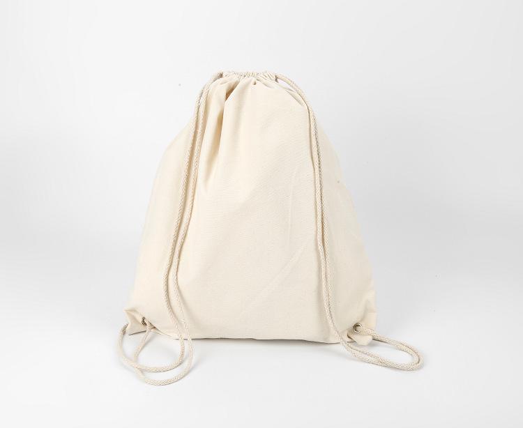 Customizable Cotton Canvas Drawstring Backpack with Logo Print for Students