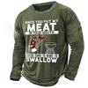 Meat Lover'S T-Shirt Mens Graphic Cartoon Letter Designer Retro Vintage 3D Print Tee Outdoor Daily Vacation Dark Green Army Blue Long Once You Put