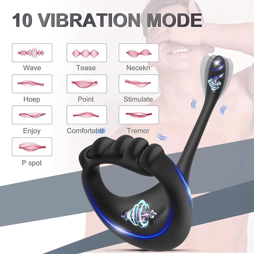 Justerbar APP Bluetooth Control Cock Ring Sexy leker for menn Oppvarming av prostata massasjeapparat Forsinket utløsning Penisringer Vibratorer
