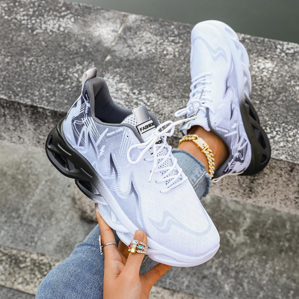 Paar Laufschuhe Herren Damen Leichtgewicht Mesh Atmungsaktiv Bequem Flach Weich Tennisschuhe Sommer Schnür-Sneakers Mann