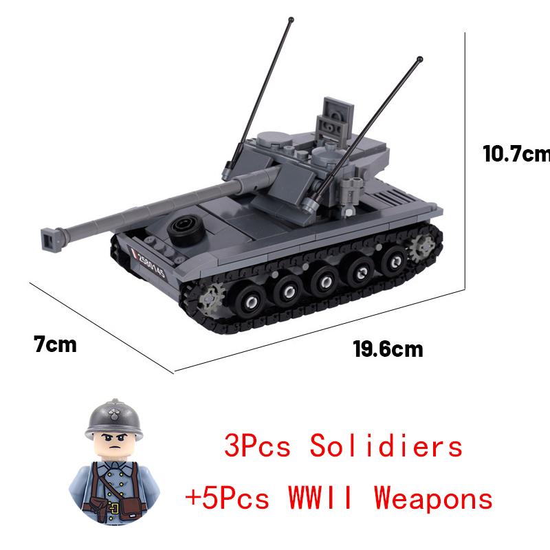Non-Toxic Wwii Military North African Campaign Wheeled Armored Vehicle Tank Cannon Soldier Figures Building Blocks Weapon Truck Army Toy