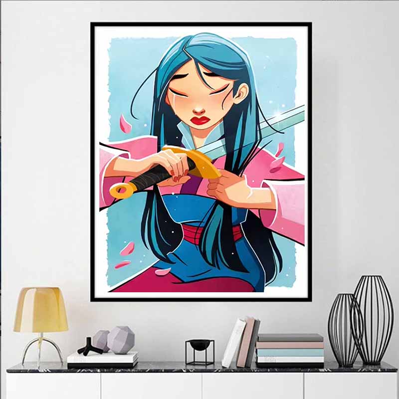 Disney Diamond Painting, Mulan Cuts Her Hair To Join The Army Mosaic Art DIY Cross Stitch Embroidery Set Full Diamond Home Decor Gift