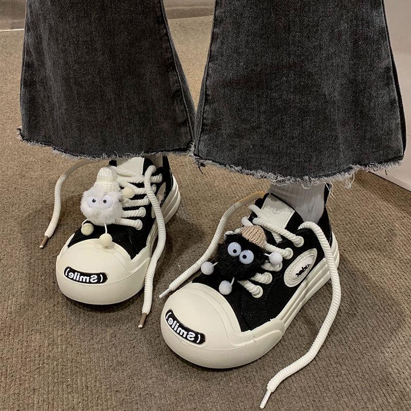 Dicke Sohle, runde Zehenpartie, süßes dekoratives Brett, Herbst mit atmungsaktivem Mesh, bequeme und vielseitige Freizeitsportschuhe, Frühling