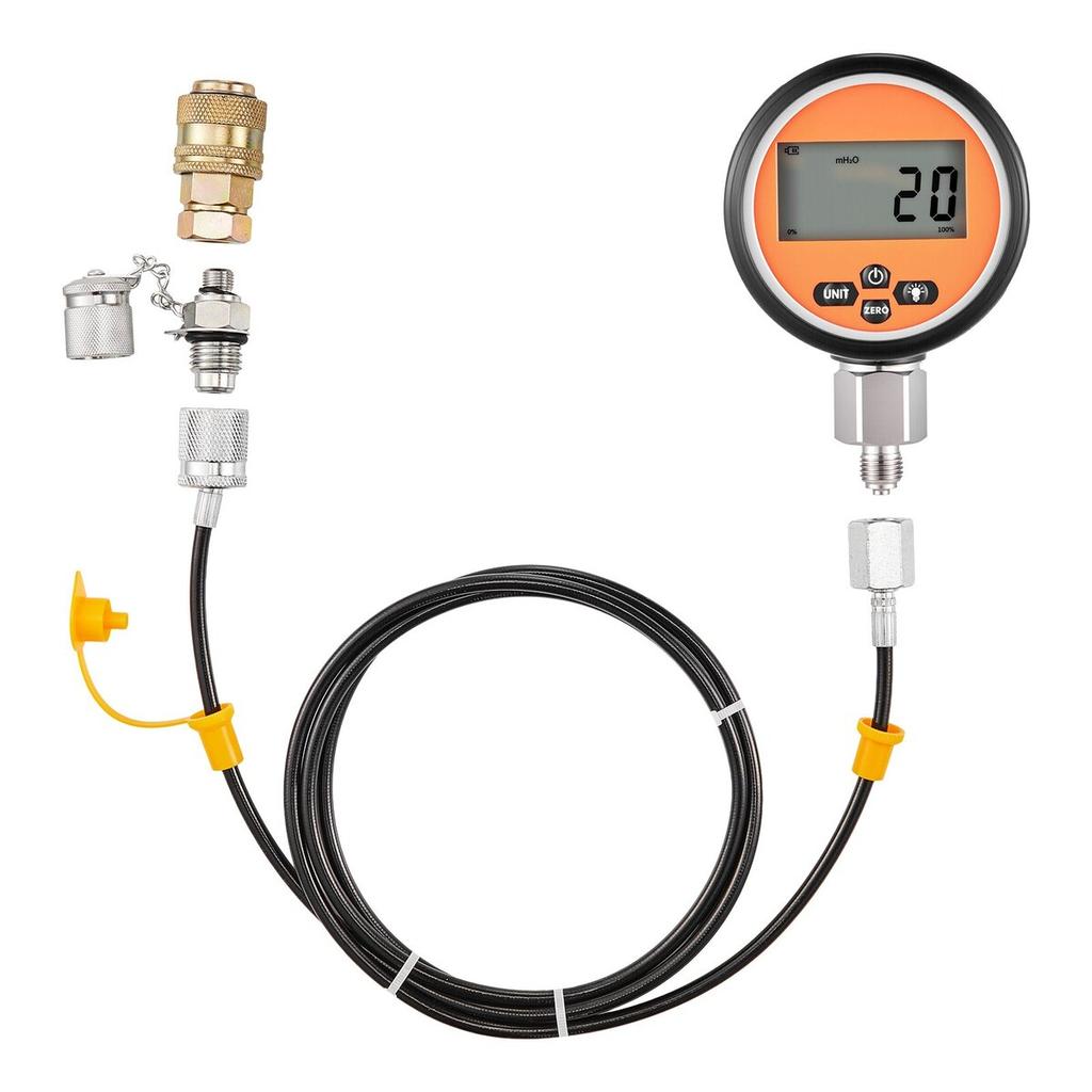 Digital Hydraulic Pressure Test Coupling Kit, 700 Bar Pressure Gauge Manometer Tester with 1 Gauge, 1 Test Coupling, 1 Quick-Release Coupler, and 1