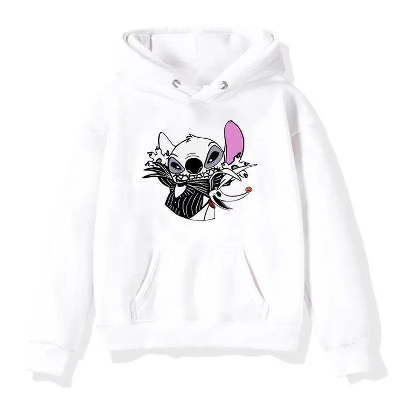 Halloween Stitch Pattern Hoodies Cute Cartoon Disney Sweatshirts Pocket Clothing Daily Men Hoodies Autumn Winter Pullover Tops