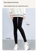 Women's High Waist Fleece-Lined Ribbed Leggings - Warm, Comfortable, Cotton, for Autumn and Winter Wear, Nine-Point Length.