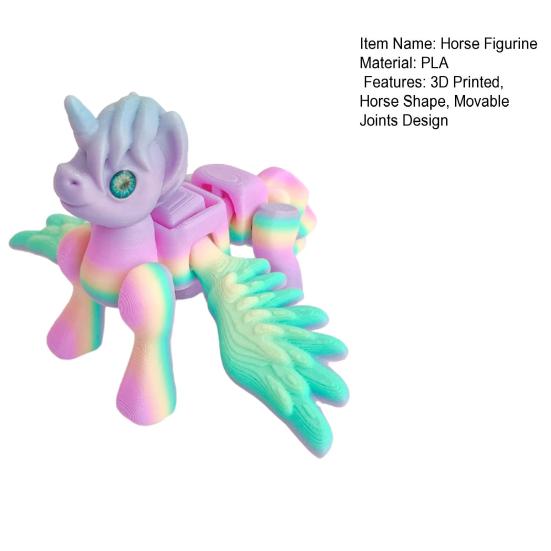3D Printed Flying Horse Figurine Movable Joints Winged Pony Statue Stress Relief Fidget Toy Educational Animal Model Decoration Ornament