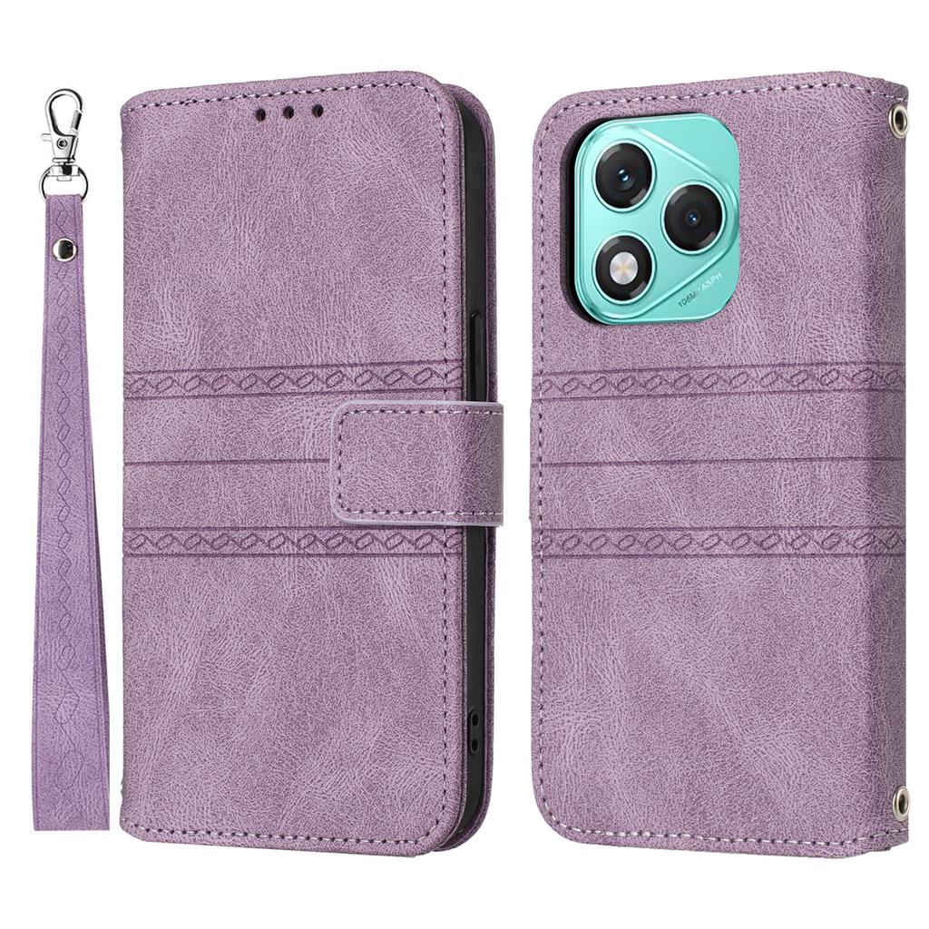 For Honor 400 Lite 5G Case Wallet Skin-Touch Leather Imprinted Phone Cover with Wrist Strap