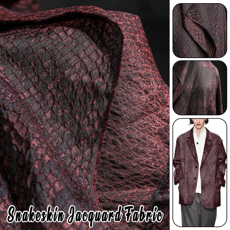 Vintage Luxe Slangenleer Jacquard Stof Designer Stof DIY Naaien Herenjas Kleding Puur Polyester Materiaal Borduurwerk Glad