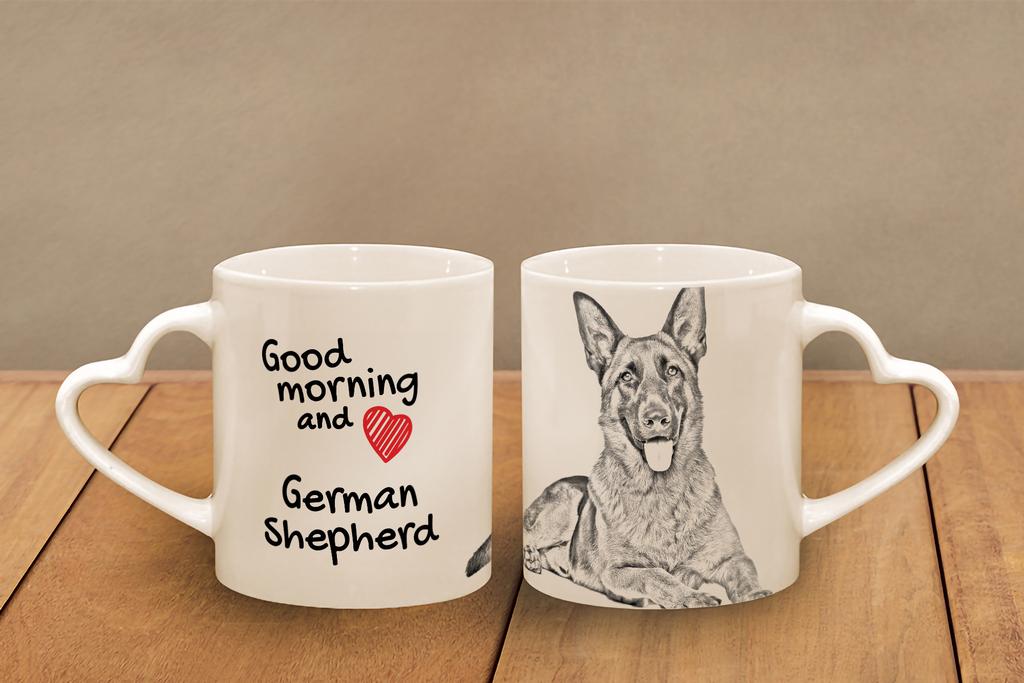 German Shepherd Dog, Alsatian Wolf Dog - cup with a dog, adorable cup with a heart-shaped handle, universal gift from the Art-Dog brand
