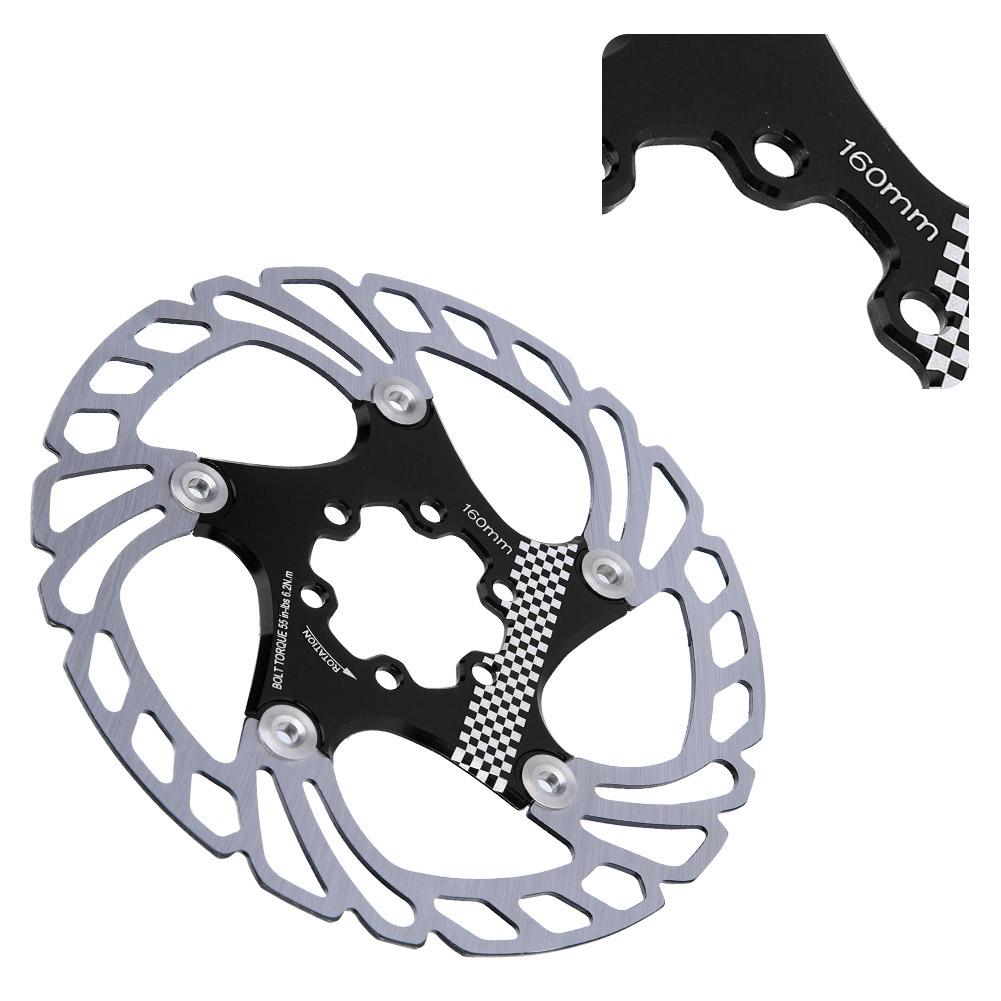 180mm Floating Disc Six Bolts Bicycle Mountain Bike Brake Disc Cycling Accessory(blacksilver )