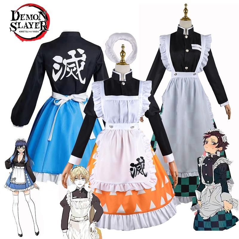 Dämonentöter Cosplay Kostüm Kamado Tanjiro Dienstmädchen Uniform Outfit Kostümparty
