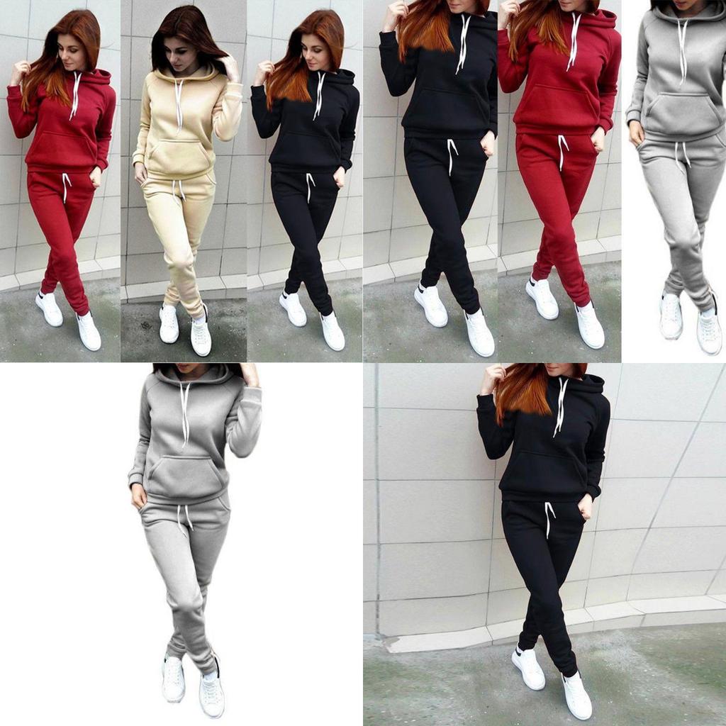 Elegante Tuta da Ginnastica alla Moda da Donna Lusso Felpe con Cappuccio Felpa e Set di Pantaloni