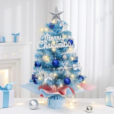 Blue Mini Christmas Tree Tabletop Set - 45/60cm Festive Decorations