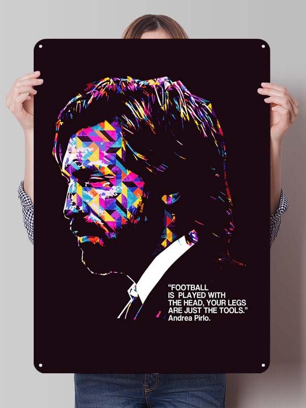 Andrea Pirlo Football Player Metal Posters Wall Art of Murals Custom Made Metal Tin Sign Plaque for Wall Decoration Retro Decor