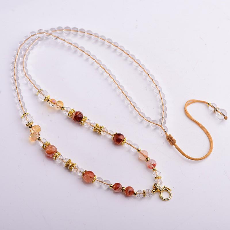 Versatile Bead Chain Thangka Buddha Brand Fox Fairy Bead Chain, Fashion Necklace, Bead Sweater Chain Chalcedony