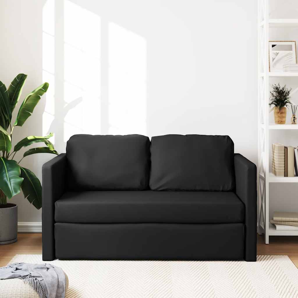 Vidaxl 2-in-1 Floor Sofa, Black, 112X174X55 Cm, Faux Leather